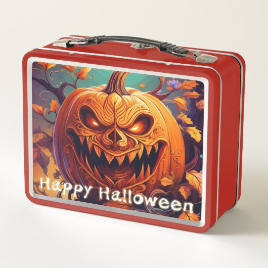 Angstaanjagende Oranje pompoen met gezicht, Hallow (Achterkant)