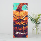 Angstaanjagende Oranje pompoen met gezicht, Hallow (Staand voorkant)