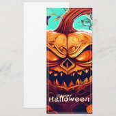 Angstaanjagende Oranje pompoen met gezicht, Hallow (Voorkant / Achterkant)