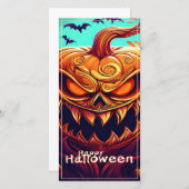 Angstaanjagende Oranje pompoen met gezicht, Hallow (Voorkant / Achterkant)