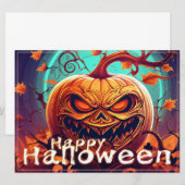 Angstaanjagende Oranje pompoen met gezicht, Hallow (Voorkant / Achterkant)