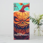 Angstaanjagende Oranje pompoen met gezicht, Hallow (Staand voorkant)