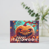 Angstaanjagende Oranje pompoen met gezicht, Hallow (Staand voorkant)