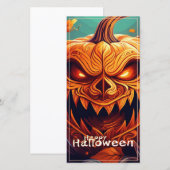 Angstaanjagende Oranje pompoen met gezicht, Hallow (Voorkant / Achterkant)