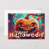 Angstaanjagende Oranje pompoen met gezicht, Hallow (Voorkant / Achterkant)