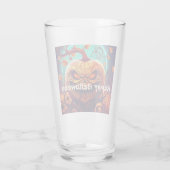 Angstaanjagende Oranje pompoen met gezicht, Hallow Glas (Achterkant)