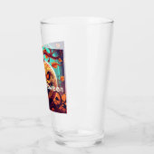 Angstaanjagende Oranje pompoen met gezicht, Hallow Glas (Links)