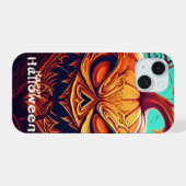 Angstaanjagende Oranje pompoen met gezicht, Hallow iPhone 15 Case (Achterkant horizontaal)