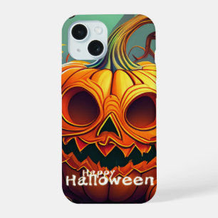 Angstaanjagende Oranje pompoen met gezicht, Hallow iPhone 15 Case