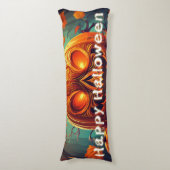 Angstaanjagende Oranje pompoen met gezicht, Hallow Lichaamskussen (Voorkant Verticaal)