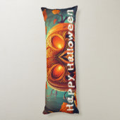 Angstaanjagende Oranje pompoen met gezicht, Hallow Lichaamskussen (Achterkant (Verticaal))