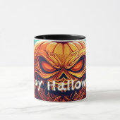 Angstaanjagende Oranje pompoen met gezicht, Hallow Mok (Midden)