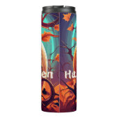 Angstaanjagende Oranje pompoen met gezicht, Hallow Thermosbeker (Achterkant)