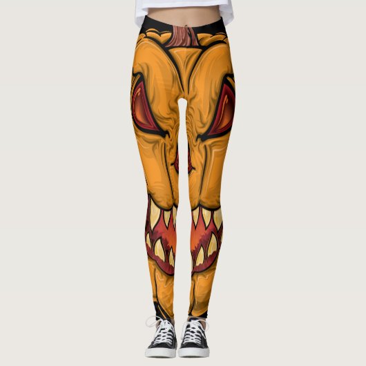 Angstaanjagende pompoen Halloween Monster Leggings (Voorkant)