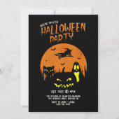 Angstaanjagende pompoen kat en geest Halloween Par Kaart (Voorkant)