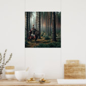 Angstaanjagende Romeinse soldaat in Verdant Forest Poster (Keuken)