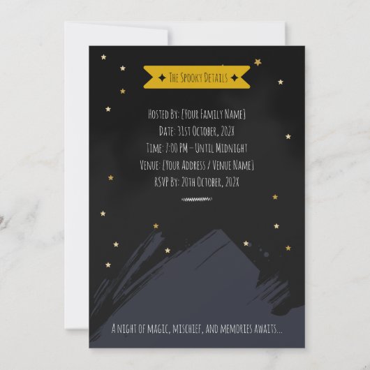 Angstaanjagende Schattigee Black Cat Witch Pet Hal Kaart (Achterkant)