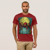 Angstaanjagende spin onder de volle maan - Pop Art T-shirt (Voorkant volledig)