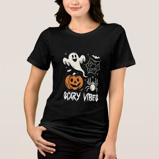 Angstaanjagende vibes Halloween Tri-Blend Shirt (Voorkant)
