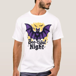 Angstaanjagende vliegende vleermuis in mooie nacht t-shirt