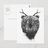 Angstig beer met geweien briefkaart (Voorkant / Achterkant)