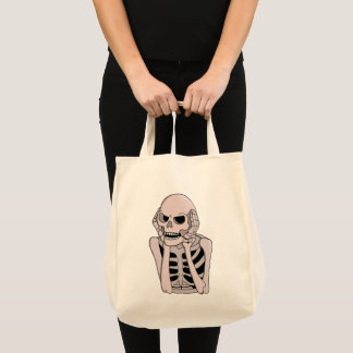 Angstig skelet schets tote bag