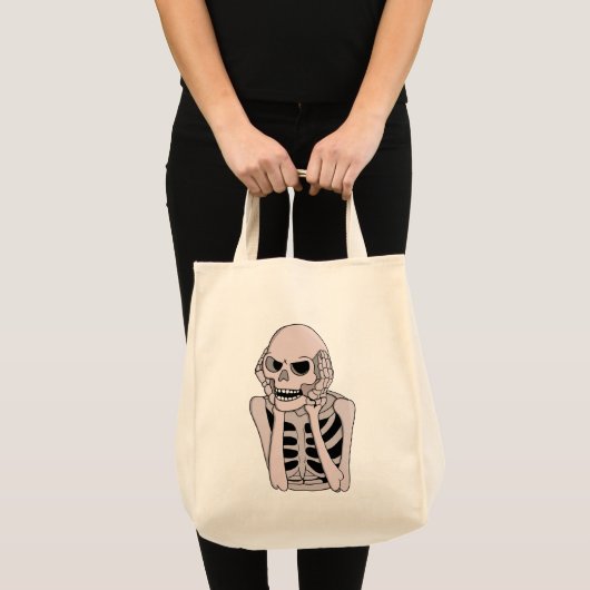 Angstig skelet schets tote bag (Voorkant (product))
