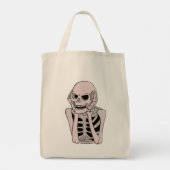 Angstig skelet schets tote bag (Achterkant)
