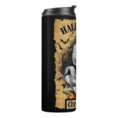 Angstig spook met een Jack O'Lantern Thermosbeker (Gedraaid links)