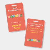 Angstige Angst onzichtbare handicap koord ID Badge (Voor- en achterkant)