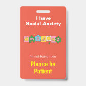 Angstige Angst onzichtbare handicap koord ID Badge (Voorzijde)