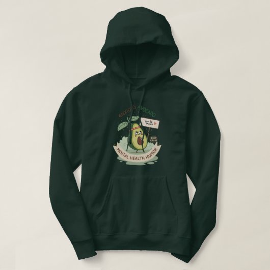 Angstige avocado alert! 🥑💦 | Aangepaste geesteli Hoodie (Design voorkant)