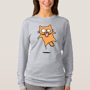 Angstige kat tabby oranje sprong verrast nerveus p t-shirt