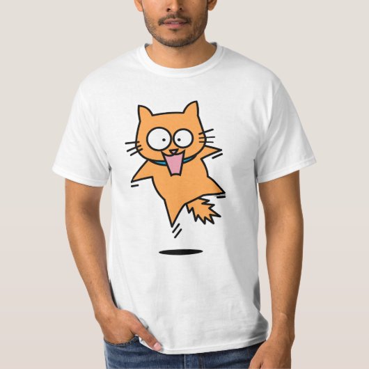 Angstige kat tabby oranje sprong verrast nerveus p t-shirt (Voorkant)