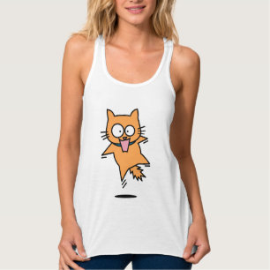 Angstige kat tabby oranje sprong verrast nerveus p tanktop