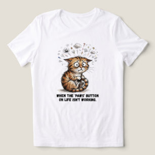 Angstige Lapjeskat Als de Poes Knop het Laat Afwet Tri-Blend Shirt