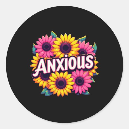 Angstige Zonnebloem Tekst Sticker (Voorkant)