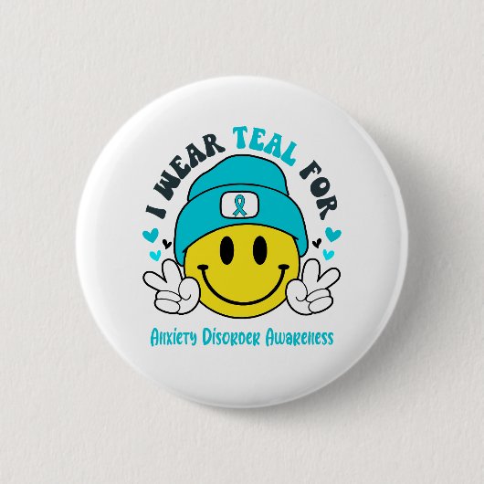 Angststoornis Bewustmaking Koolstofondersteuning G Ronde Button 5,7 Cm (Voorkant)