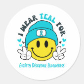 Angststoornis Bewustmaking Koolstofondersteuning G Ronde Sticker (Voorkant)