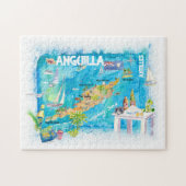 Anguilla Antilles Illustrated Caribbean Travel Map Legpuzzel (Horizontaal)