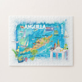 Anguilla Antilles Illustrated Caribbean Travel Map Legpuzzel