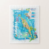 Anguilla Antilles Illustrated Caribbean Travel Map Legpuzzel (Verticaal)