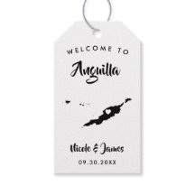 Anguilla bruiloft welkomsttas Labels, eilandkaart