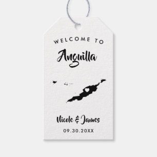 Anguilla bruiloft welkomsttas Labels, eilandkaart Cadeaulabel