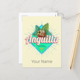 Anguilla Caraïben Retro Vakantie  Eiland Feestdagenkaart