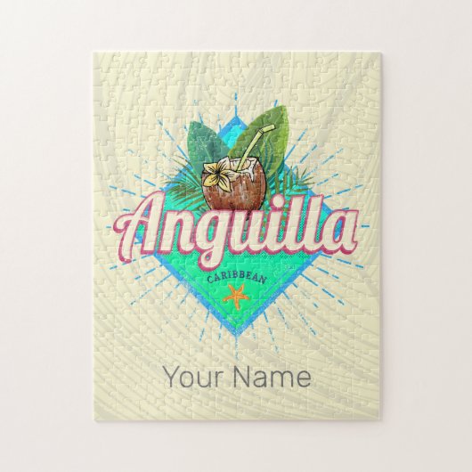 Anguilla Caraïben Retro Vakantie Eiland Legpuzzel (Verticaal)