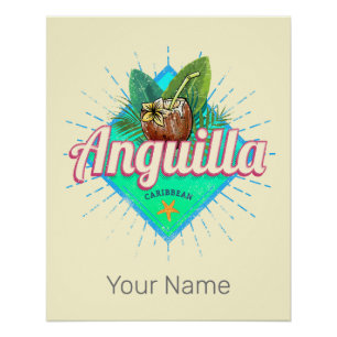 Anguilla Caraïben Retro Vakantie Eiland Perfect Poster