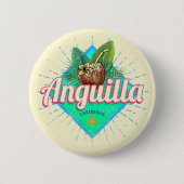 Anguilla Caraïben Retro Vakantie  Eiland Ronde Button 5,7 Cm (Voorkant)