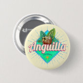 Anguilla Caraïben Retro Vakantie  Eiland Ronde Button 5,7 Cm (Voorkant /achterkant)