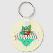 Anguilla Caraïben Retro Vakantie  Eiland Sleutelhanger (Voorkant)
